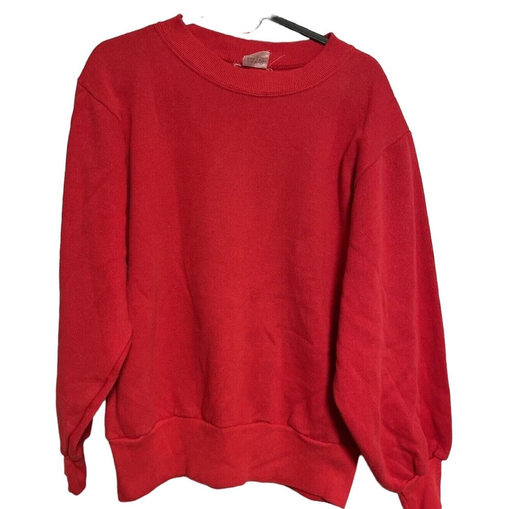 RARE Vintage Red Champion Blank Crewneck Mens Small 21x26 reverse weave